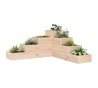Wooden Planter L-Shaped 4-Tier Natural Pine Solid Pinewood 80.5x79x36cm CornerXL
