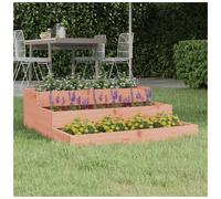 Wooden Planter Natural Douglas 78x78x27cm Solid Pine Stair-Step 3-Tier Garden