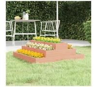 Wooden Planter Natural Douglas 80x80x27cm Solid Pine Stair-Step Outdoor 3-Tier L