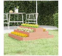 Wooden Planter Natural Douglas 80x80x27cm Solid Pine Stair-Step Outdoor 3-Tier L