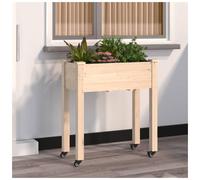 Wooden Planter Natural Fir 71x37x80 cm Raised Garden Balcony Flower Box +Liner