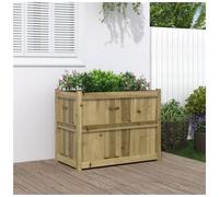 Wooden Planter Natural Impregnated Solid Pine 90x50x70 cm Rustic Garden Bed Grow