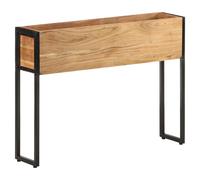 Wooden Planter Natural Mango Wood & Iron Frame 90x20x68cm Raised Herb Bed Patio