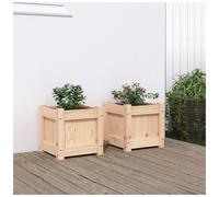 Wooden Planter Natural Pine 31x31x31cm Solid Pine Square Rustic Garden Planters