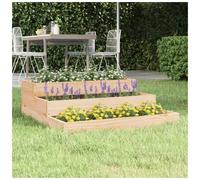 Wooden Planter Natural Pine 78x78x27cm Pine Stair-Step Garden Display XL 3-Tier