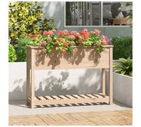 Wooden Planter Raised Bed Natural Solid Pinewood 111.5x34.5x81cm Ergonomic shelf