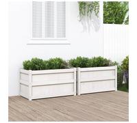 Wooden Planter White 90x50x50 cm Solid Pine Raised Garden Balcony Box Large Herb