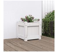 Wooden Planter White Pine 31x31x31 cm Solid Pine Cube Outdoor Rustic for Patio