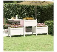 Wooden Planter White Solid Pine 178.5x44x75cm 3-Tier Raised Garden Bed OutdoorXL