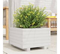 Wooden Planter White Solid Pinewood 40x40x26.5 cm Outdoor Garden Box Raised Bed