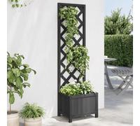 Wooden Planter with Trellis Black 40x30x135cm Solid Fir Wood Vertical Garden XL