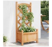 Wooden Planter with Trellis Brown 40x30x90cm Solid Fir Wood Patio Planter Garden