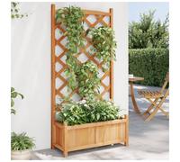 Wooden planter with trellis Brown 75x35x150 cm Solid fir wood climbing aid extra