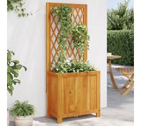Wooden Planter with Trellis Natural Solid Acacia 55x29.5x132 cm Patio for Plants