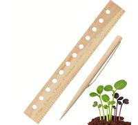 Wooden Planting Ruler for Vegetable Gardening, 13 in Garden Spacing Tool with Dibble, Sturdy Wood Plant Measurement and Depth Guide for Home & Outdoor Use(1 Piece)