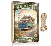 Wooden Plaque | Flat Print On Wood & Beware - Deck Decor For Outside/Coffee Decor For Kitchen, Hippie Every Little Thing Is Gonna Be Alright