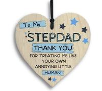 Wooden Plaque Heart Stepdad Dad Present Father's Day Message Birthday Gift Idea