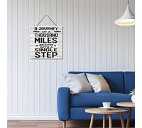 Wooden Plaques a Journey of A Thousand Miles Begins with A Single Step Personalized Decor Pallet Sign Motivational Farmhouse Entryway Signs Hanging Wooden Sign for Home Office Desk Decor 12x12in
