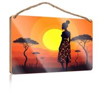 Wooden Plaques For Crafts Sunset Serenity: A Woman'S Floral Journey Wooden Sign Pool Decorations Outdoor Hanging Bathroom Sign(23X35CM)