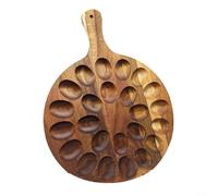 Wooden Plate with Handle, 24 Holes Deviled Egg Platter, Suitable for Fresh and Hard Boiled Eggs