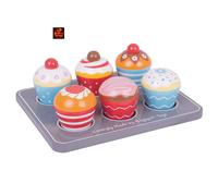 Bigjigs Toys Wooden Cupcakes Muffin Tray - Pretend Play Food