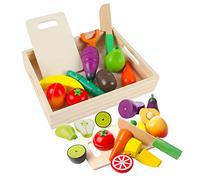 Wooden Play Food Toys, Fruit and Vegetables for Children, Wooden Food for Play Kitchen, Cooking Simulation Educational Magnetic Toys
