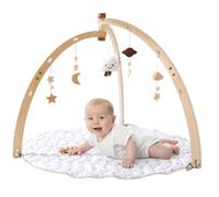 Wooden Play Gym - Activity Frame | Exercise Center with Mat Sensory Hanging Girls Development Use for Home Nursery Daycare Gift