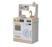 Teamson Kids Wooden Play Kitchen Little Chef with Mini Garden and Washing Machine White