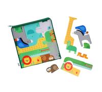 Petit Collage: Shaped Wooden Puzzle - Safari | Includes 12 Wooden Animal Pieces | Follow The Guide or Make Your Own Safari Adventure | Great for Ages 3+