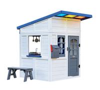 Wooden Playhouse Wendy House with Shade Kitchen Flower Box & Bench Teamson Kids White One Size