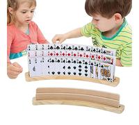 Wooden Playing Card Holder - Handheld & Standing Poker Card Organizer | Curved Game Card Rack | 2-Pack Wooden Cards Bases For Kids, Adults & Elderly, Easy Grip For Games & Family Fun