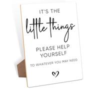 Wooden Please Help Yourself Sign, Wedding Signs for Ceremony and Reception, 8x11 Inch Modern Table Decoration Signs with Stand, TableTop Sign for Baby Shower & Bridal Shower, Event Party-11
