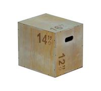 Wooden Plyo Box 3-in-1 Jump Trainer, Adjustable 12-30 Inch Heights, Heavy-Duty Non-Slip Plyometric Box for Home Gym & CrossFit (XS(12"x14"x16"))