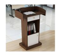 Wooden Podium for Conferences Speaker Stand with Ample Reading Surface & Storage ShelfLectern for Public SpeakingBrown