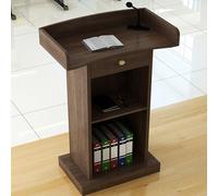 Wooden Podium for Speakers - Modern Minimalist Design Brown Floor nd with Der Perfect for Churches Schools and Events - Ele Presentat nd