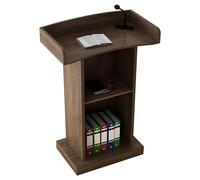 Wooden Podium Lectern - Oak Color Floor Standing Speaker Desk for Church School University Events - Professional Lecturing & Presentation Stand