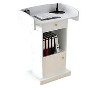 Wooden Podium Lectern Stand with Storage Shelf - 23.6"x16.5"x47.2" - Ideal for Speakers Conferences Auditoriums Churches - MDF Reception Desk