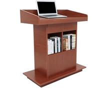 Wooden Podium Lectern with 18mm Wood Board, 3-Layer Storage for Churches & Classrooms, Teak Finish, 31.5x20in - Ideal for Speeches & Presentations