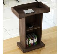 Wooden Podium Lectern with Spacious Drawers - Ideal for Churches, Classrooms, Hotels & Meeting Rooms - Elegant Brown Finish, Sturdy Design for Professional Presentations