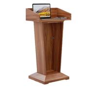 Wooden Podium Lectern with Storage Shelf, Sturdy Floor Standing Pulpit for Office Conference Presentations and Speeches, Elegant Design
