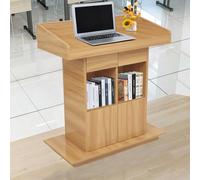 Wooden Podium Lecterns & Podiums with 18mm Wood Board Wood Podiums Stand Pulpits for Churches Speaking Lectern with 3-Layer Storage, Ideal for Church Classroom Speech (Original Wood Color , 39.4*20in)