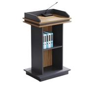 Wooden Podium Stand 108cm Portable Conference Lectern with Storage Shelf Ideal for Church School Seminar Public Speaking Classroom Use (108 x 51 x 40 cm)