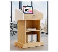 Wooden Podium Stand Durable Teacher Lectern with HighQuality Panels Versatile for Various Occasions Ideal for Presentations and Public Speaking (Wood Drawer Style)