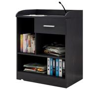 Wooden Podium Stand for Lectures, Church Pulpit & Office Use | Multi-functional Speaker's Table, Retail Cash Register Reception Desk, Conference Debate Lectern (Black 80×40×100cm)