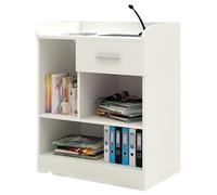 Wooden Podium Stand for Lectures, Church Pulpit & Office Use | Multi-functional Speaker's Table, Retail Cash Register Reception Desk, Conference Debate Lectern (White 80×50×100cm)