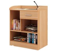 Wooden Podium Stand for Lectures, Church Pulpit & Office Use | Multi-functional Speaker's Table, Retail Cash Register Reception Desk, Conference Debate Lectern (Wood Grain 80×50×100cm)