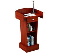 Wooden Podium Stand for Lectures - Durable Floor Lectern for Church, School, & Presentations - Computer & Laptop Compatible - Elegant Brown Finish