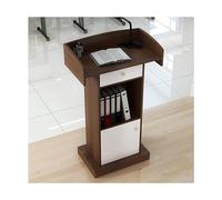 Wooden Podium Stand with Drawer & 2 Storage Compartments - Simple Lectern for Teachers, Reception Desks, Conference Rooms, and Public Speaking Events