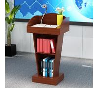 Wooden Podium Stand with Drawer Floor Lectern with Storage Reception Counter for Weddings Schools OfficesDurable and Stylish Presentation Solution