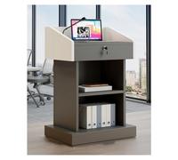 Wooden Podium Stand with Gray DerVersatile Lectern for Teachers Events Classrooms & sPerfect Public Speaking Solut for Professals